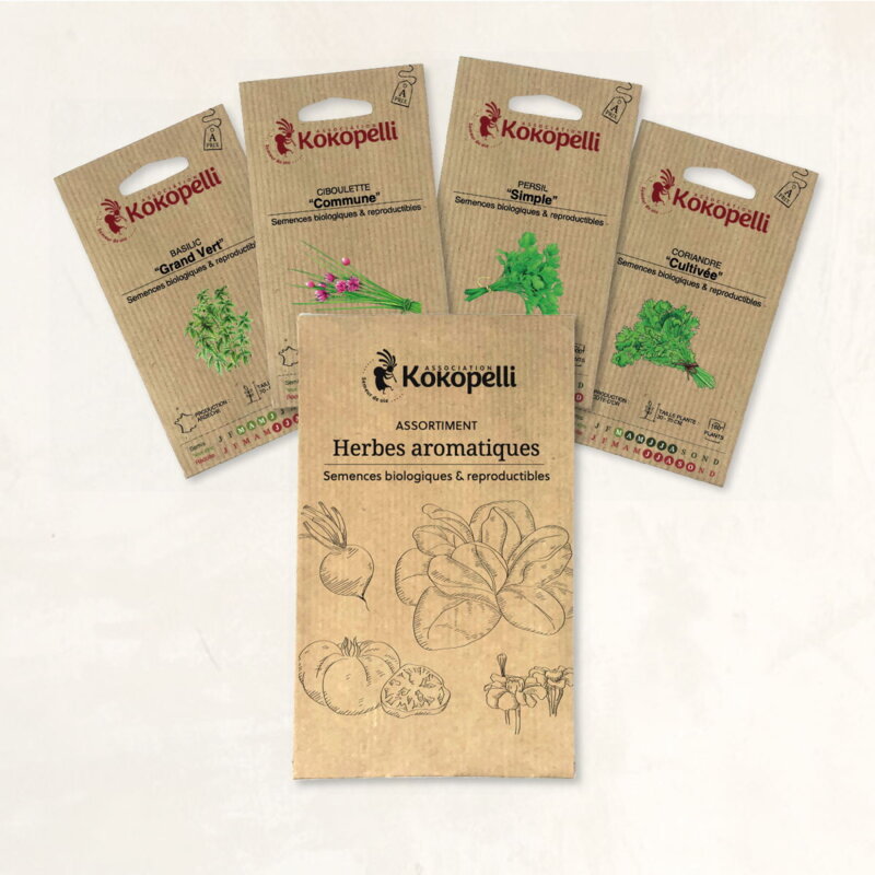 Fertile Assortments - Aromatic herbs - 4 organic seed packets for sowing