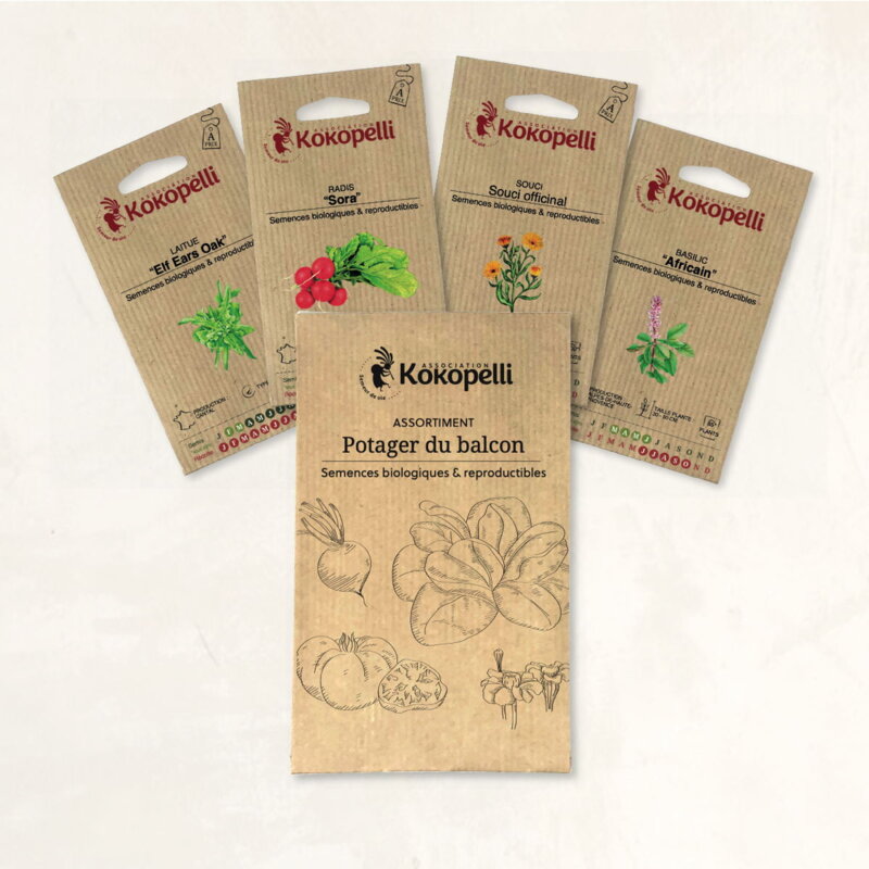 Fertile Assortments - Balcony garden - 4 organic seed packets to sow