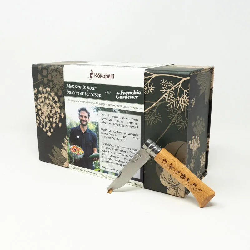 Seeds boxes - Seed box - Je crée un potager urbain The Frenchie Gardener + Opinel Green Love Pocket Knife N°08