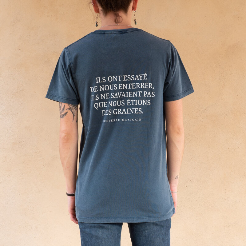 Adult T-Shirts - T-shirt Kokopelli mixed stone wash blue jean stone wash blue jeans, size L