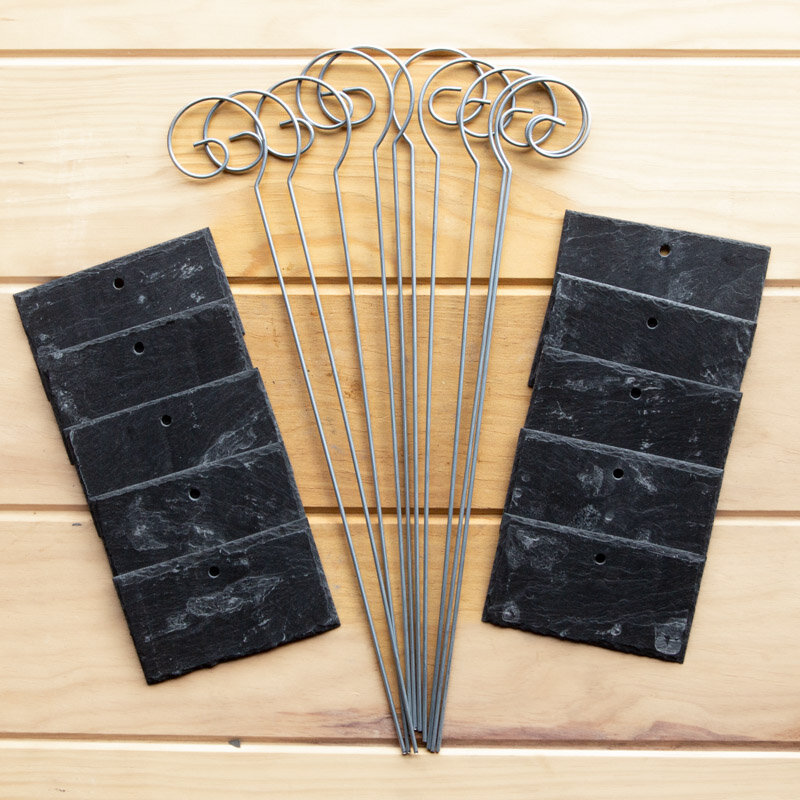 Seedling accessory - 10 rectangular slates 5 x 9 cm with stakes 30 cm