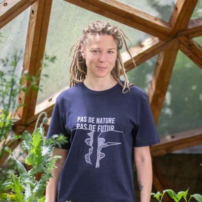 T-shirt Militant mixte «Pas de nature » bleu marine