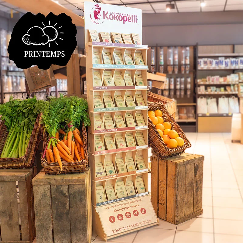 Reseller Offers - Wooden wall display with spring seeds Wall-mounted wooden display with spring seeds (5 bags / ref. no.)