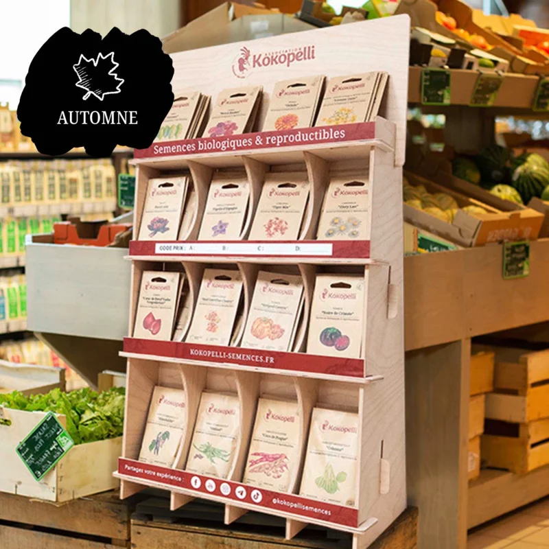 Reseller Offers - Wooden counter display with autumn seeds Wooden counter display with autumn seeds (5 bags / ref)